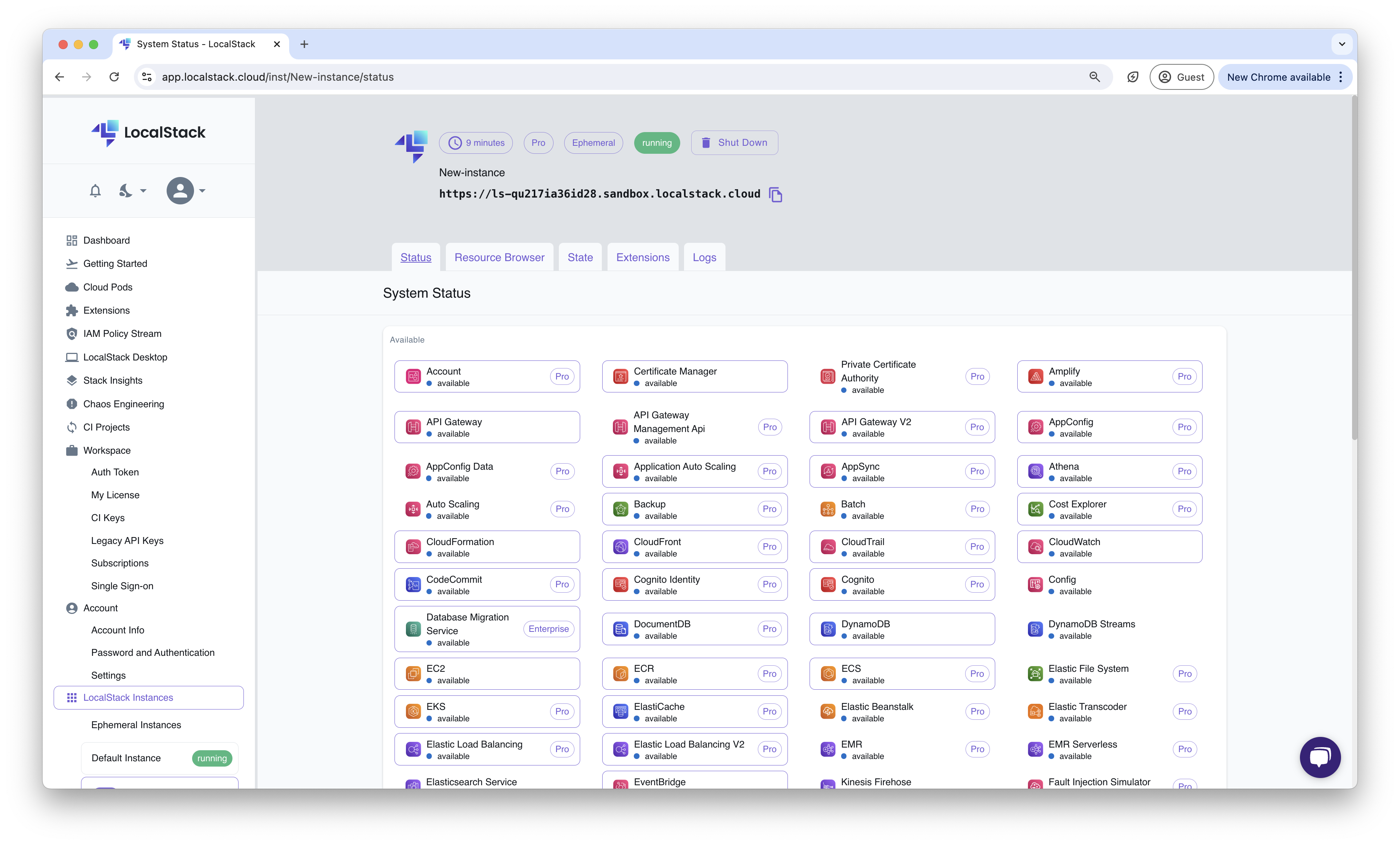 LocalStack Ephemeral Instance